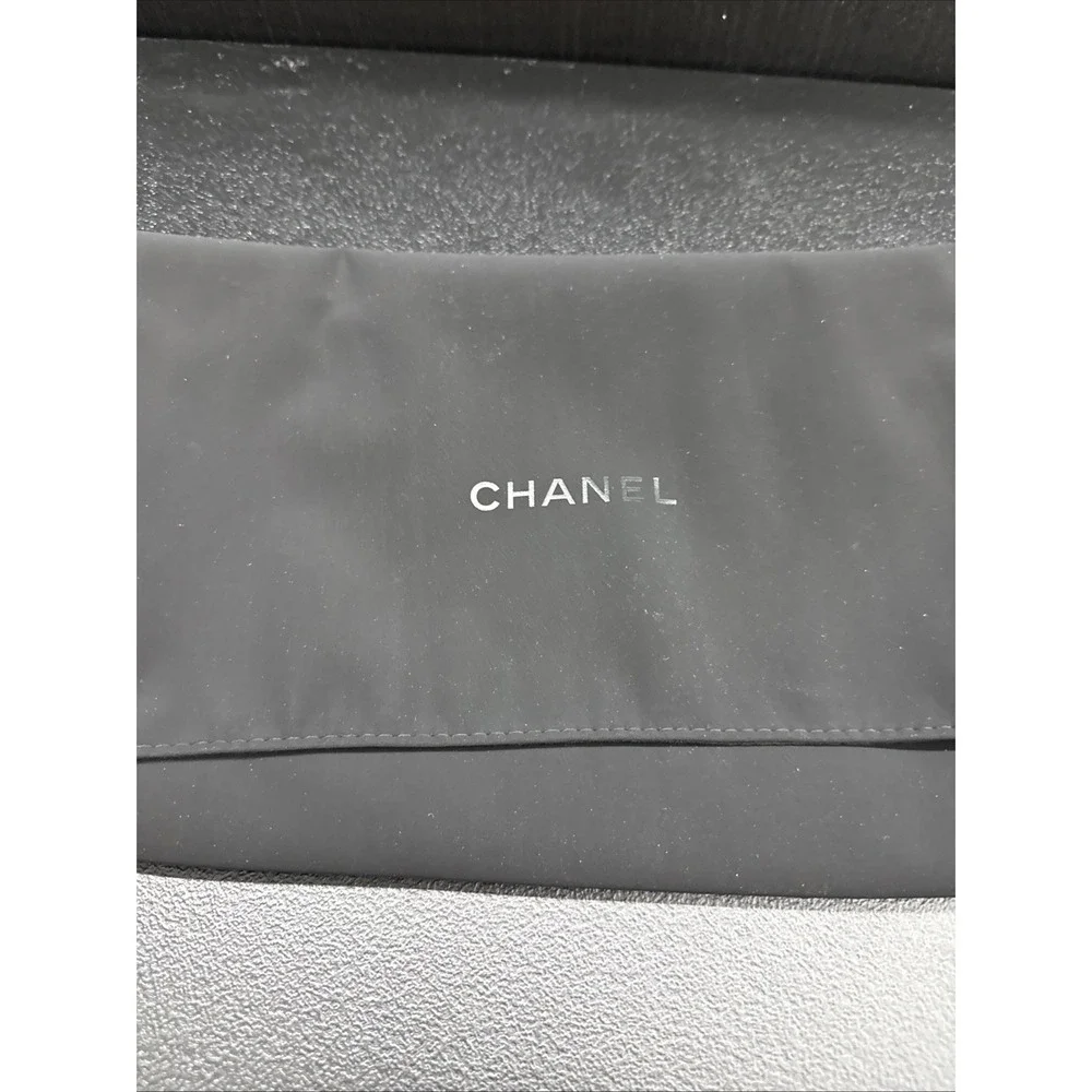 Chanel Jewelry Storage Pouch Black Faux Velvet Flap 12.5x8